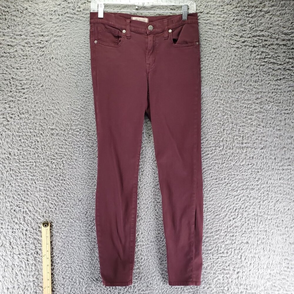 Madewell Jeans Womens 26 Burgundy Red High Riser Skinny Skinny Stretch Comfortab